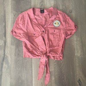 Jurassic Park collared crop top shirt